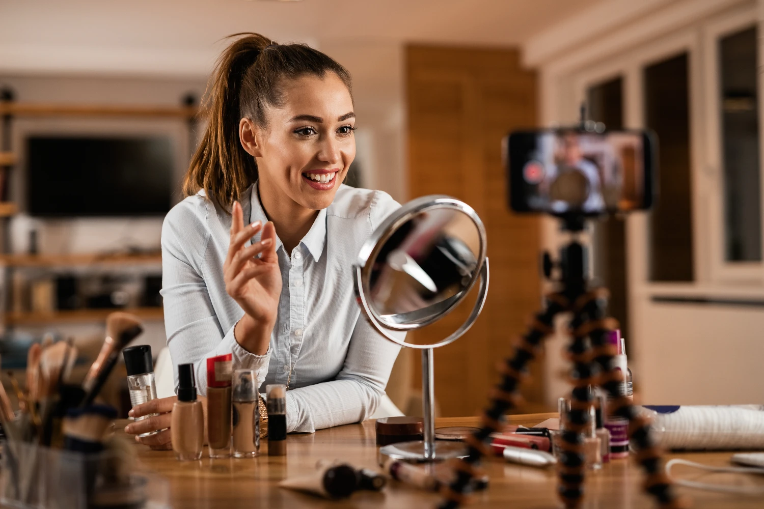 Influencer grabando
