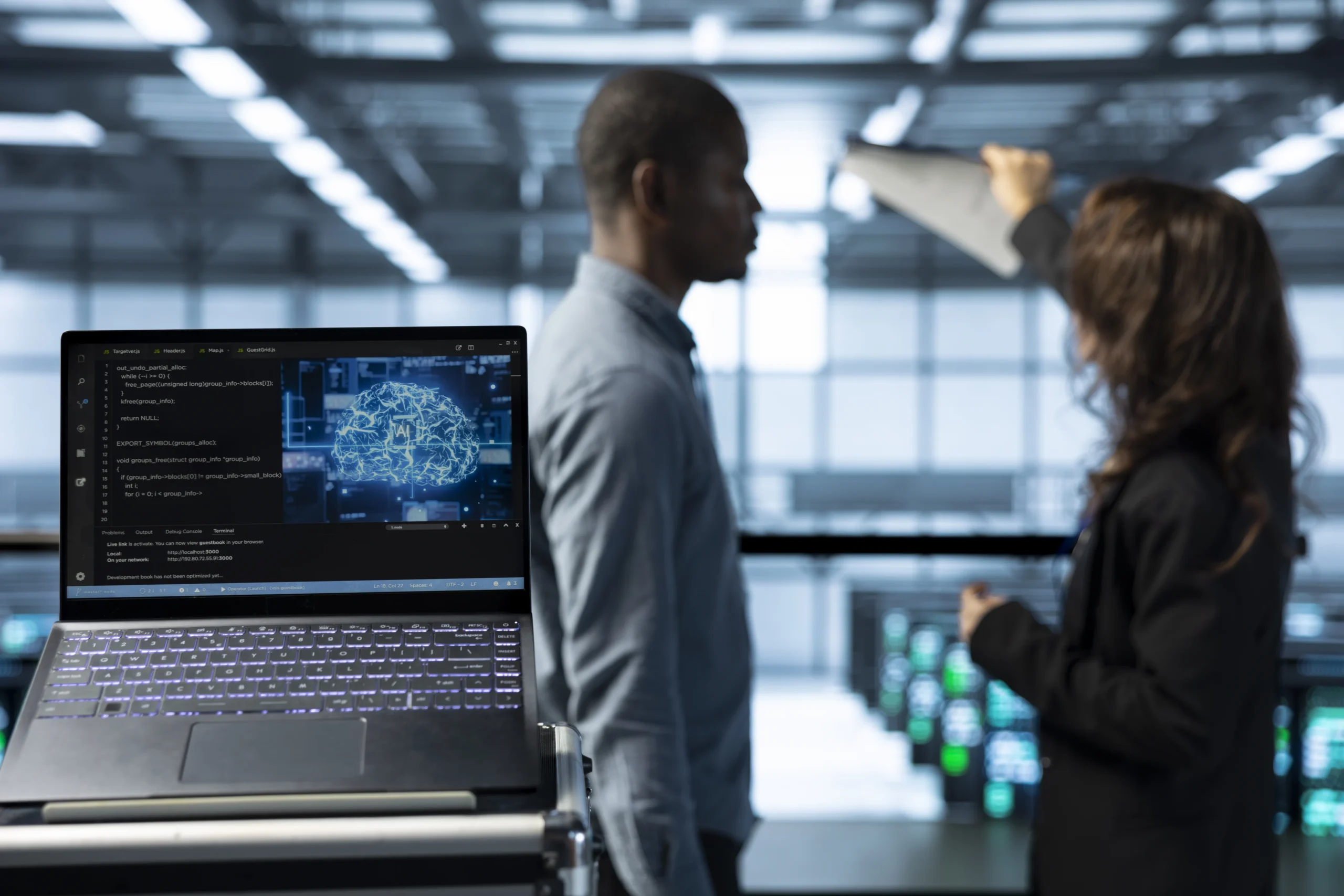 Close Up Ai Coding Notebook Screen Technicians